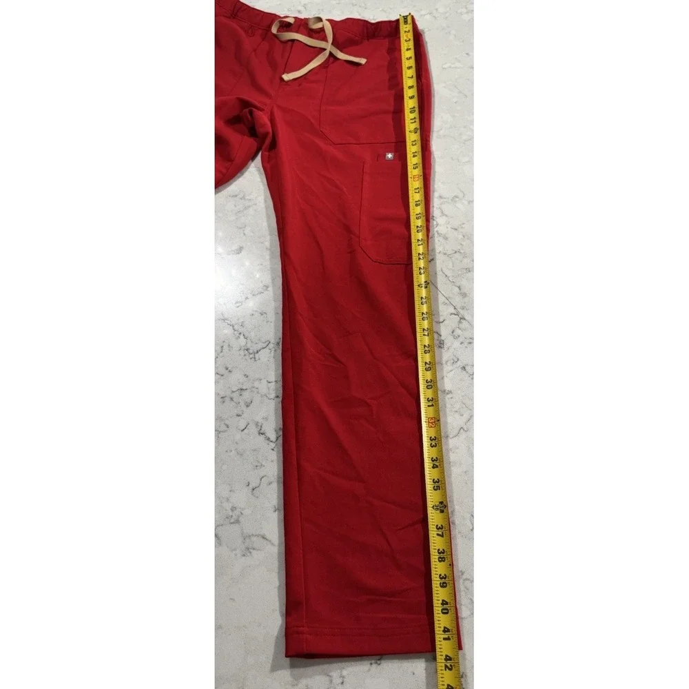 FIGS Cairo Cargo Scrub Pants Mens Medium Red Stretch Straight Leg M21SW2052